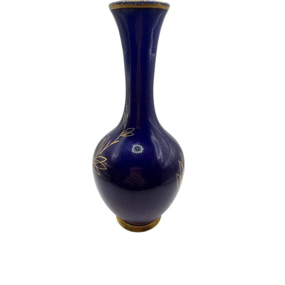 Schumann Arzberg Echt Cobalt Blue Butterfly Porcelain Bud Vase Gold Gilt Germany